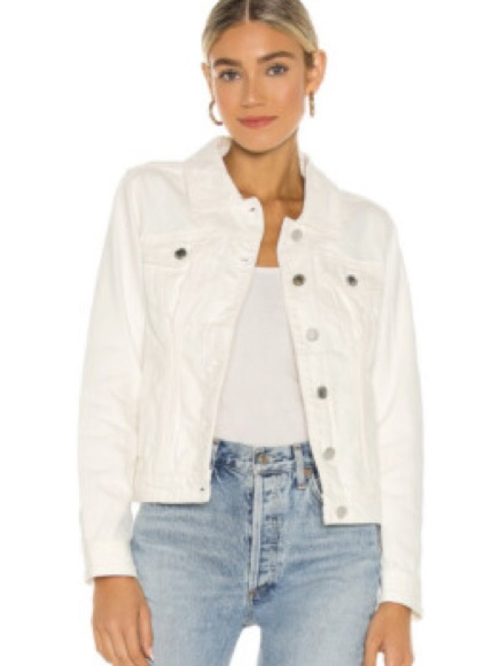 Blanknyc Classic White Denim Jacket - Women's Lightweight Jean Coat